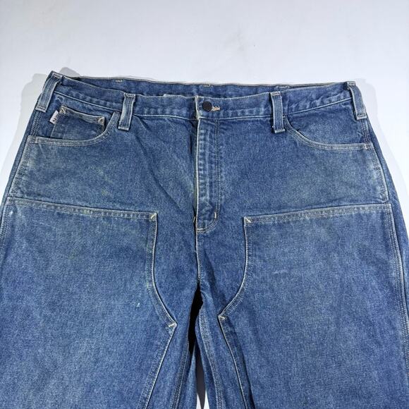 Carhartt FR Denim Utility Jeans 42x32 Blue Fire Resistant Work Pants Distressed - Picture 2 of 13